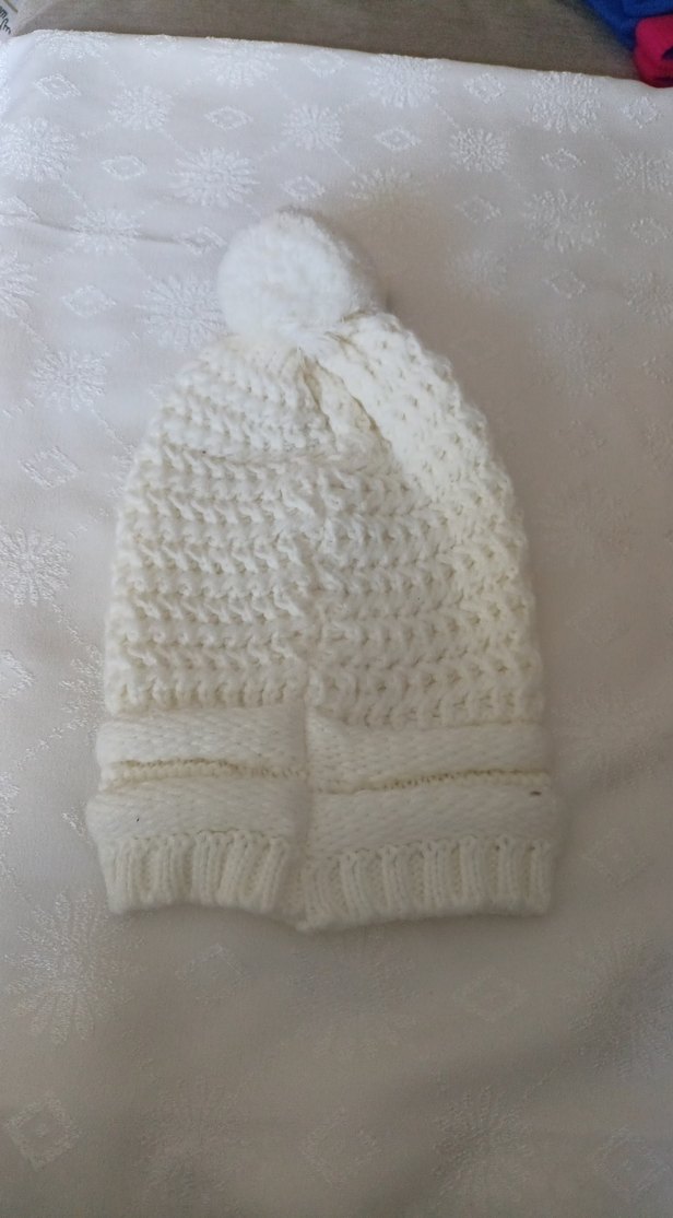 Beyaz Örgü Kadın Bere - Görsel 4