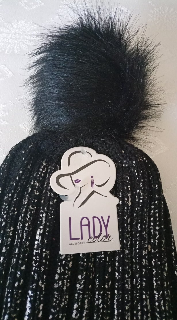 Siyah Örgü Kadın Bere Ponponlu - Görsel 3