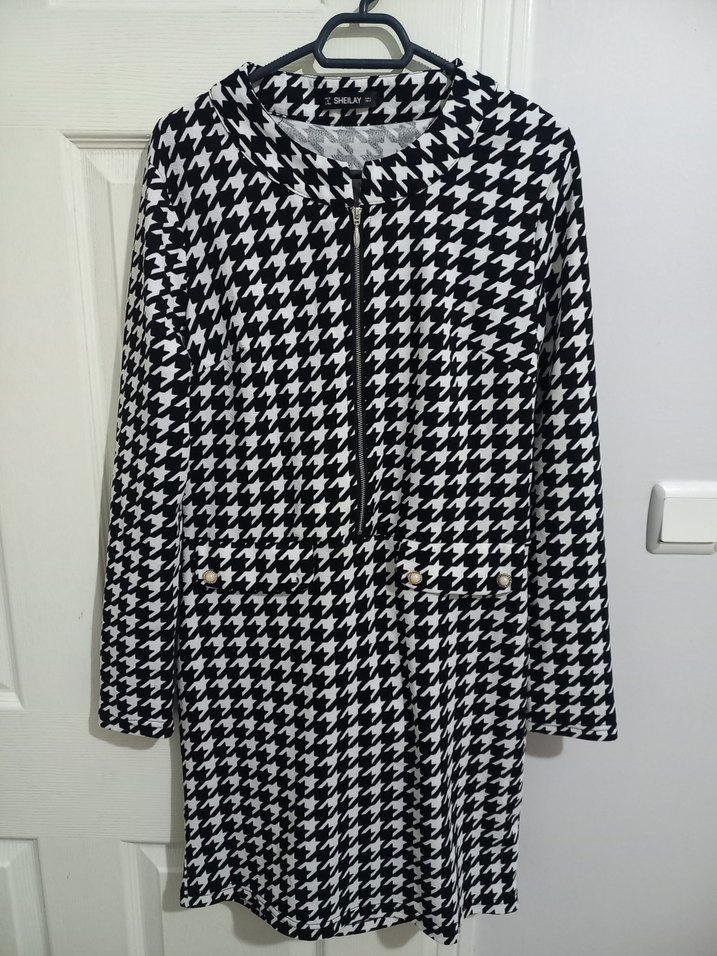 Gri Desenli Kemerli Mini Etek - Görsel 2