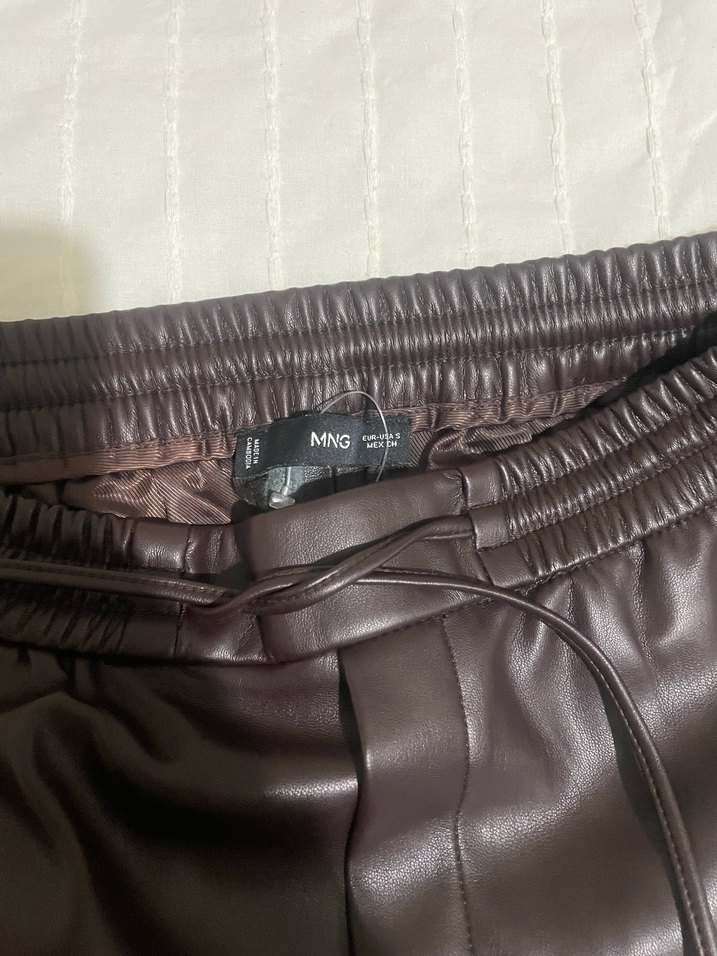 mango acı kahve deri pantolon - Görsel 3