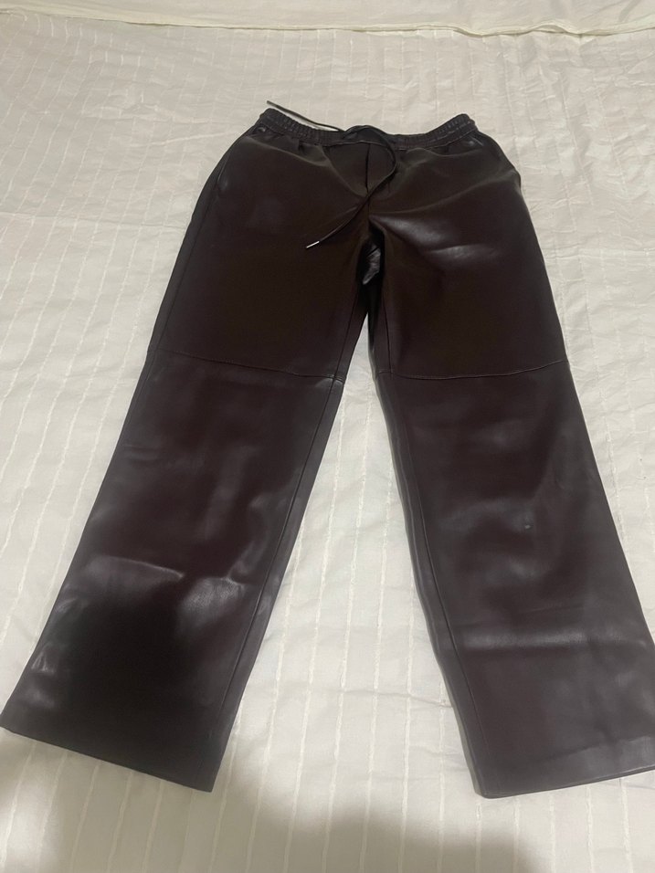 mango acı kahve deri pantolon - Görsel 4