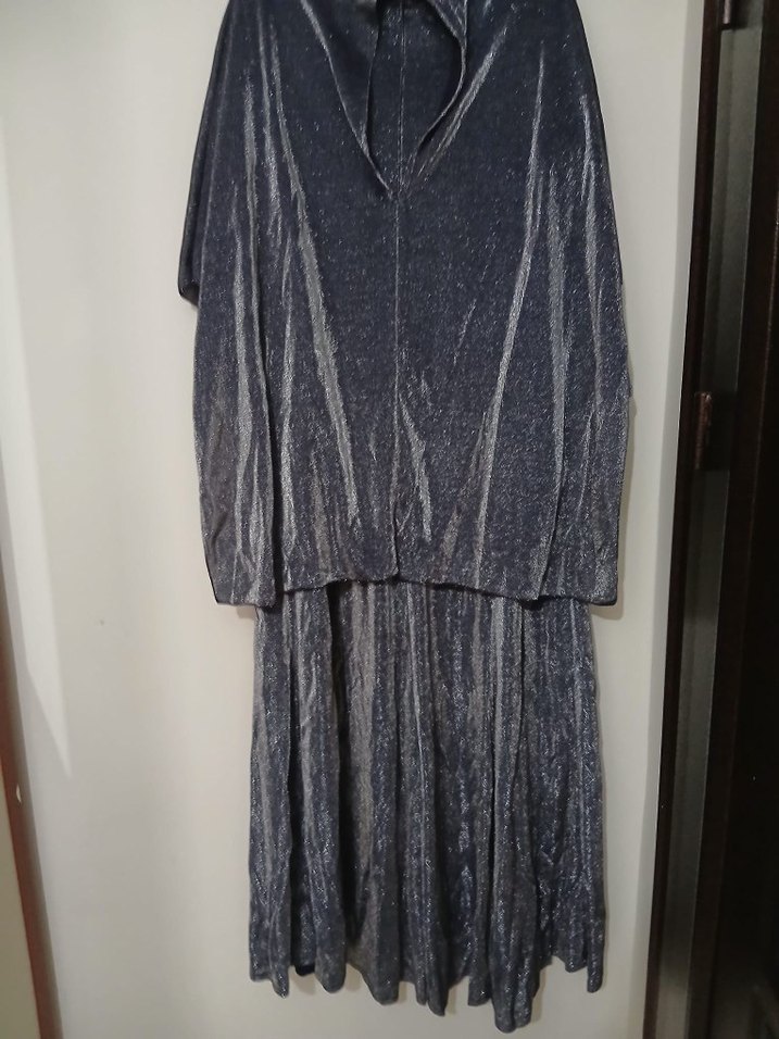 Gri Uzun Drapeli Abiye Elbise - Görsel 2