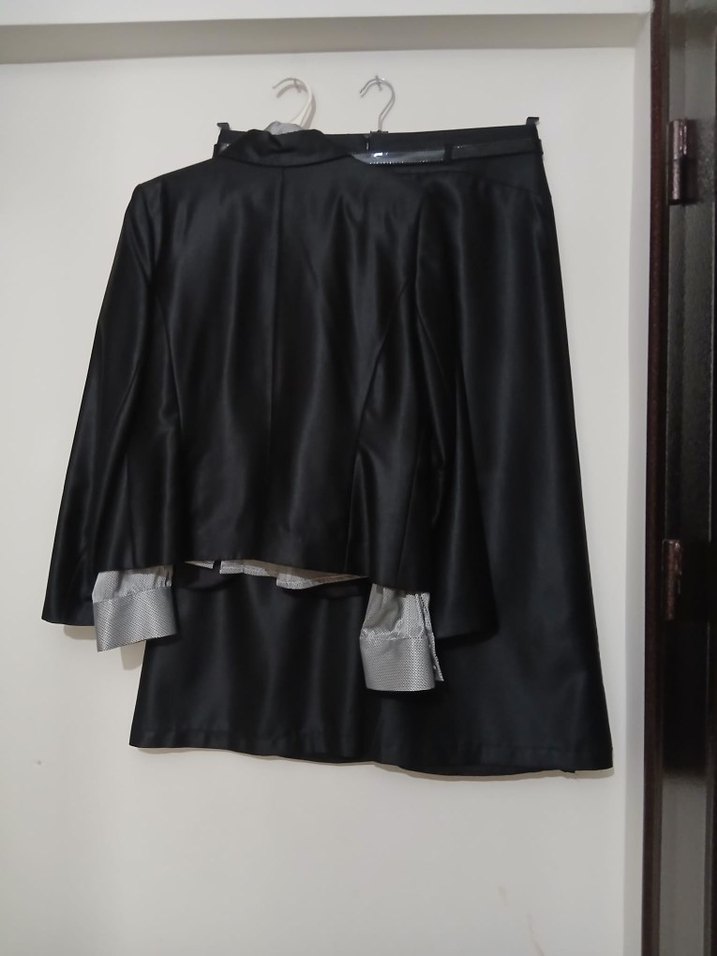 Kadın Siyah Uzun Kesim Saten Takım - Görsel 2