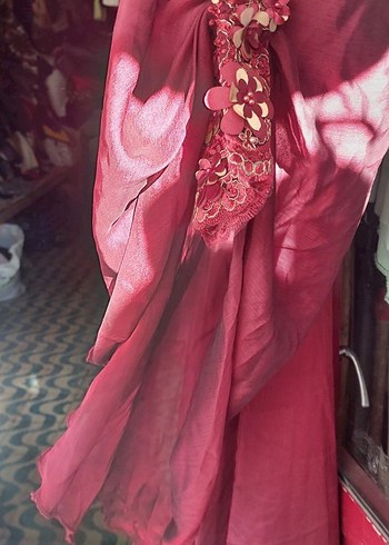 Bordo Nakışlı Uzun Kollu Bohem Kadın Elbise - Görsel 8