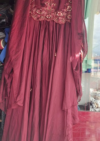 Bordo Nakışlı Uzun Kollu Bohem Kadın Elbise - Görsel 6