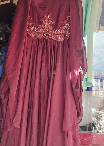 Bordo Nakışlı Uzun Kollu Bohem Kadın Elbise - Görsel 5