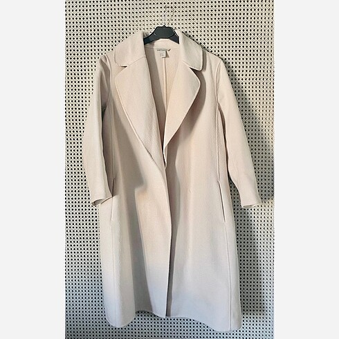H&M Krem Rengi Yün Karışımlı Palto