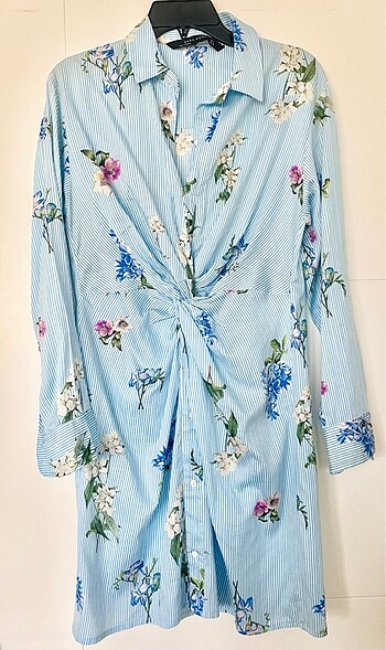 Zara Çiçekli Gömlek Elbise