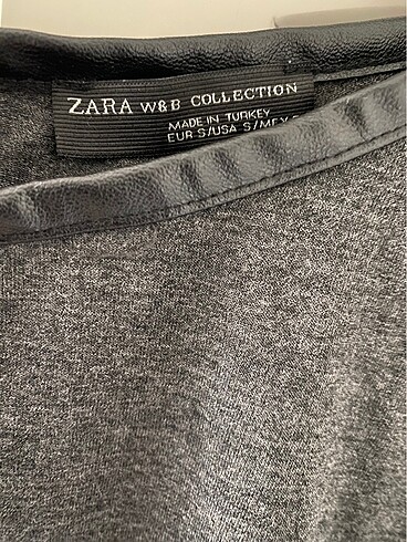 Zara Zara Deri Yaka Detaylı Füme Bluz