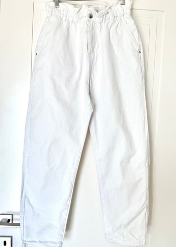 Zara Beyaz Paperbag Jean Pantolon