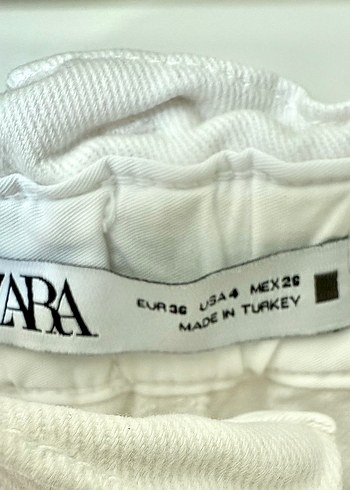 36 Beden Zara Beyaz Paperbag Jean Pantolon