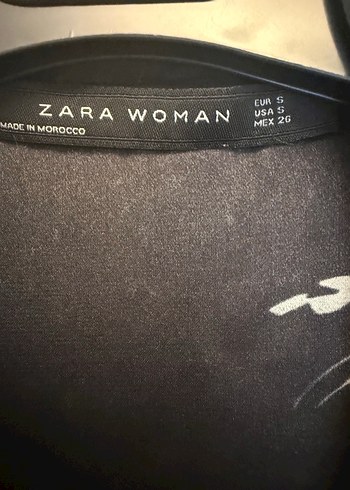 Zara Zara Siyah Çiçek Desenli Uzun Kollu Kimono Gömlek