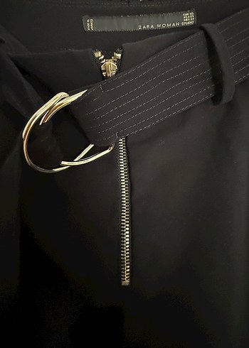 Zara Zara Lacivert Kemer Detaylı Pantolon