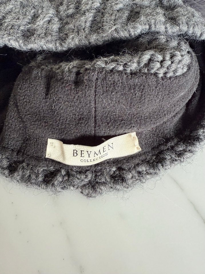 Beymen Collection Gri Örgü Bere Ponponlu - Görsel 3