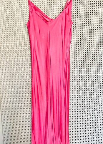 l Beden pembe Renk Zara Pembe Uzun Kadın Elbise