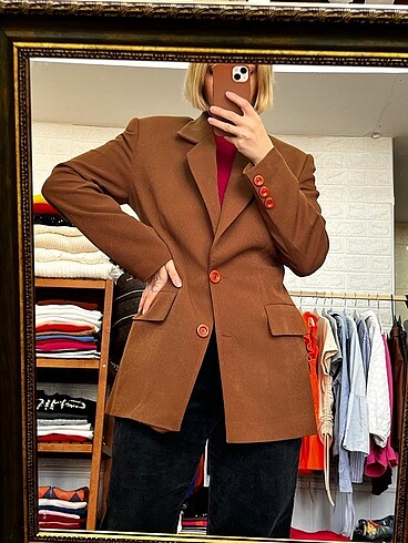 Vintage taba rengi blazer