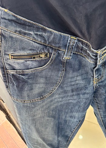 Gevşek Kesim Hamile Midi Denim Pantolon - Görsel 2