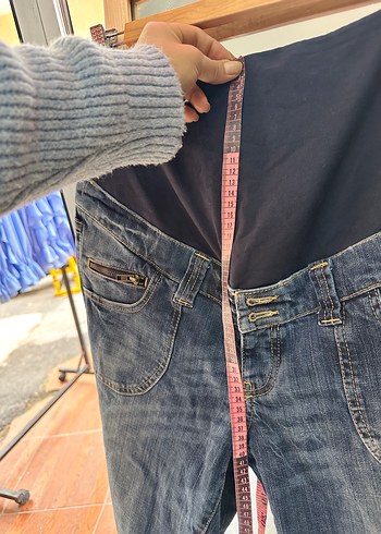 Gevşek Kesim Hamile Midi Denim Pantolon - Görsel 4