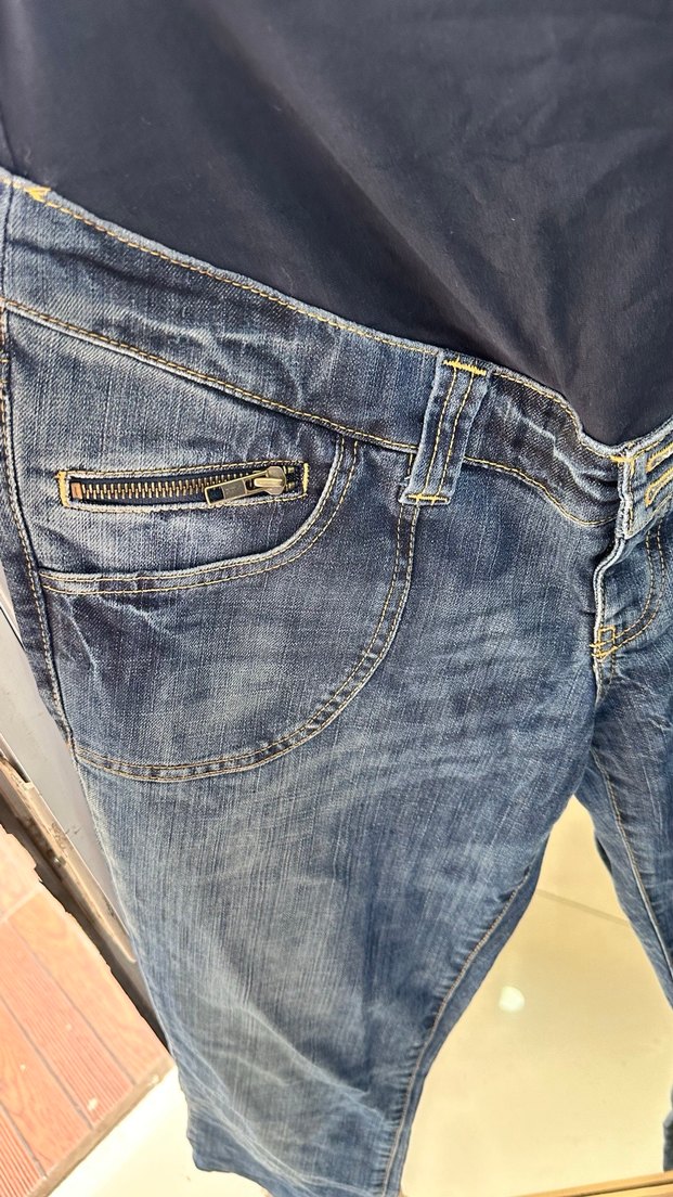 Gevşek Kesim Hamile Midi Denim Pantolon - Görsel 2