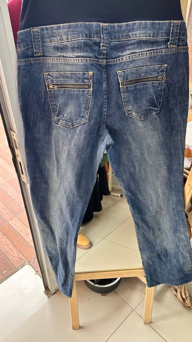 Gevşek Kesim Hamile Midi Denim Pantolon - Görsel 3