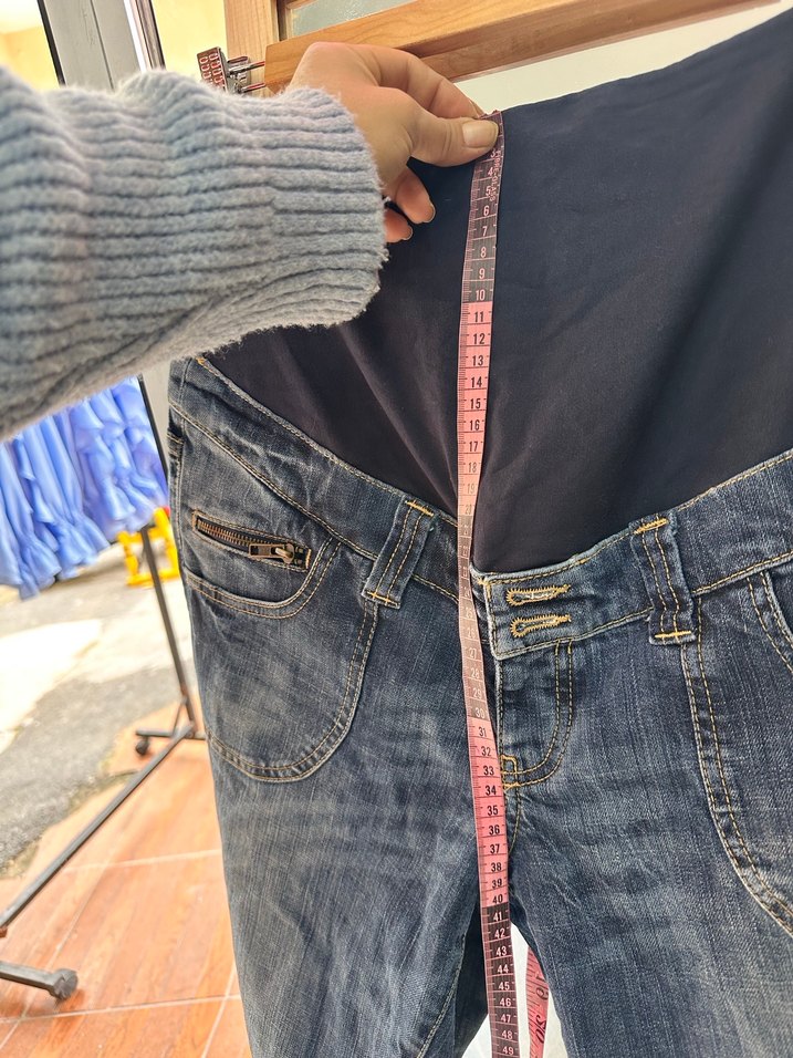 Gevşek Kesim Hamile Midi Denim Pantolon - Görsel 4