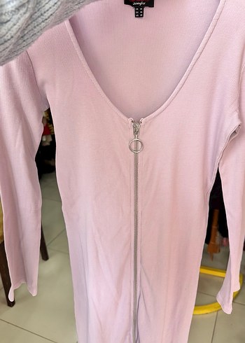 Mor V Yakalı Midi Triko Elbise - Görsel 4