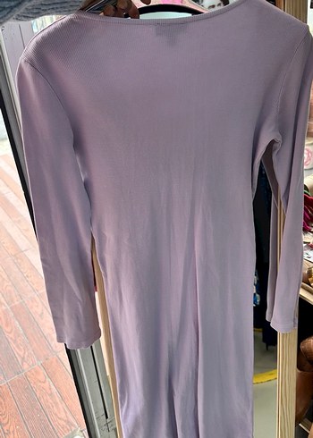 Mor V Yakalı Midi Triko Elbise - Görsel 3