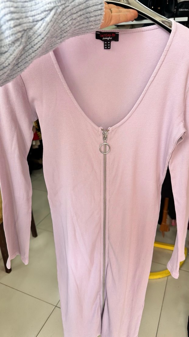 Mor V Yakalı Midi Triko Elbise - Görsel 4