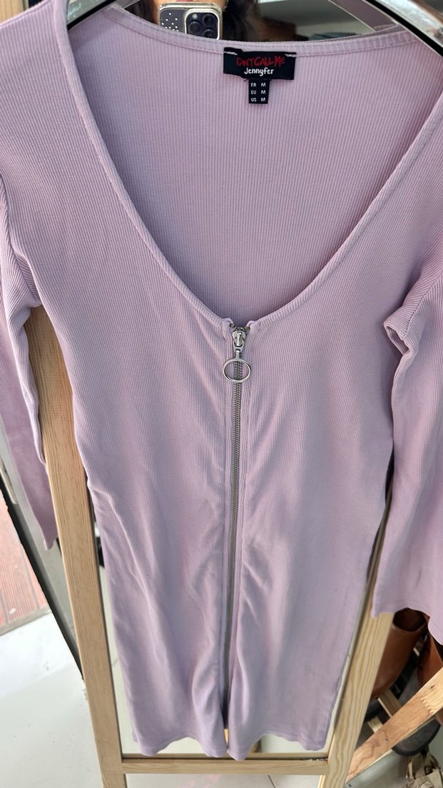 Mor V Yakalı Midi Triko Elbise - Görsel 2