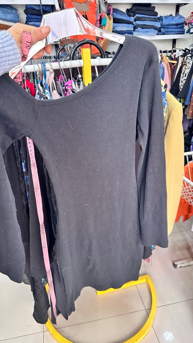 Siyah Uzun Kollu Kadın Triko Elbise - Görsel 3