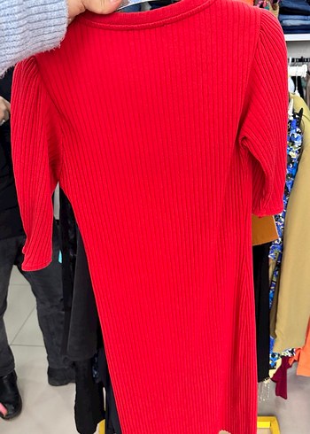 Zara marka Kırmızı Kadın Triko Midi Elbise - Görsel 3