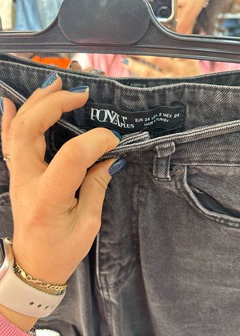 Yüksek bel kot şort antrasit - Görsel 2