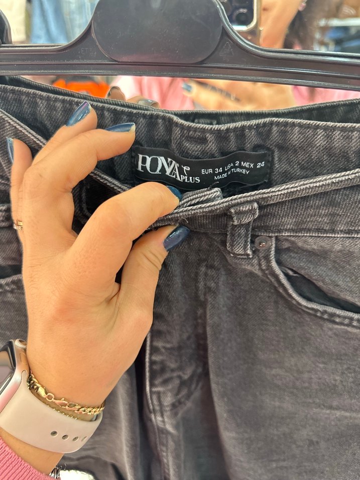 Yüksek bel kot şort antrasit - Görsel 2