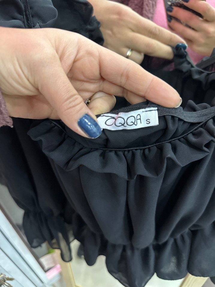 Tül Fırfırlı Siyah Gotik Mini Bluz - Görsel 2