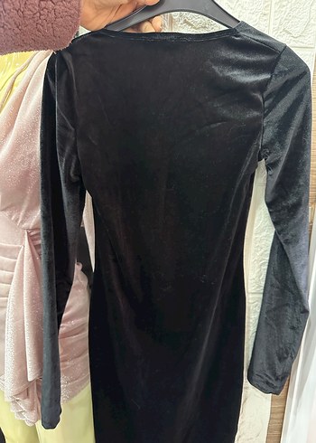 Drapeli kadife Siyah Uzun Kollu Gotik Uzun Elbise - Görsel 3