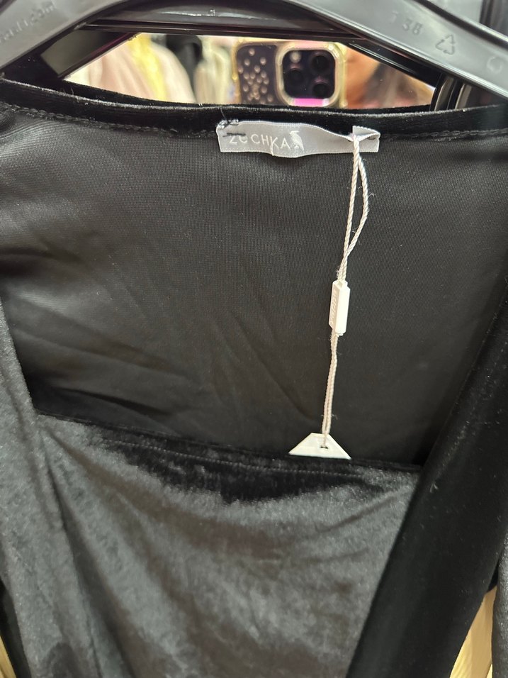 Drapeli kadife Siyah Uzun Kollu Gotik Uzun Elbise - Görsel 2