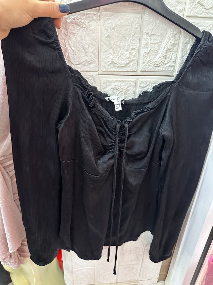Twist marka Uzun Kollu Siyah Bluz - Görsel 5