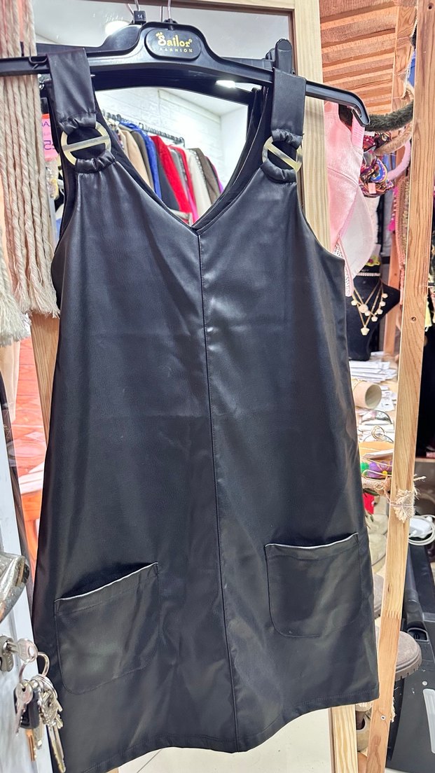 Lc waikiki 38 beden Siyah Deri elbise - Görsel 4