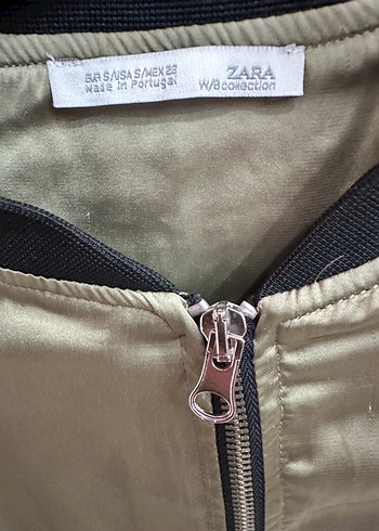 Zara Kadın Haki Mini Fermuarlı Ceket - Görsel 3