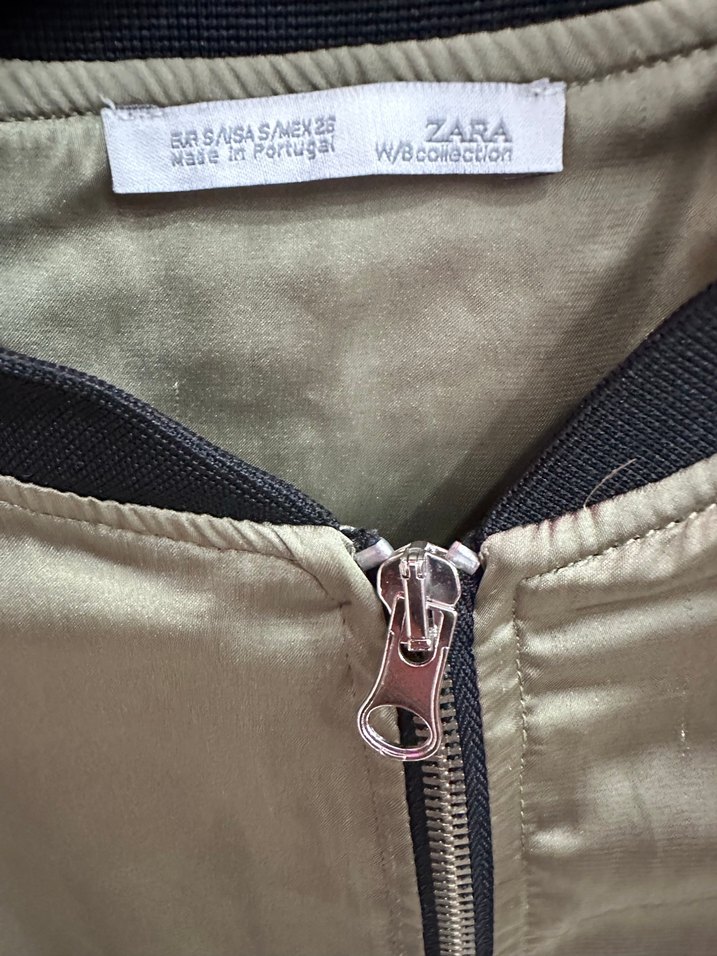 Zara Kadın Haki Mini Fermuarlı Ceket - Görsel 3