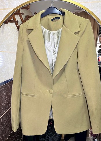 Trendyol marka yağ yeşili  Kadın Düğmeli Ofis Blazeri - Görsel 2