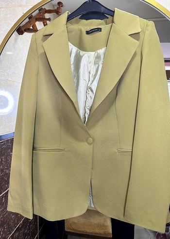 Trendyol marka yağ yeşili  Kadın Düğmeli Ofis Blazeri - Görsel 4