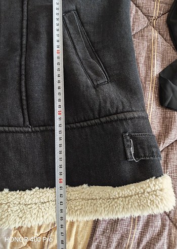 Kürklü Siyah Kot Kolsuz yelek - Görsel 5