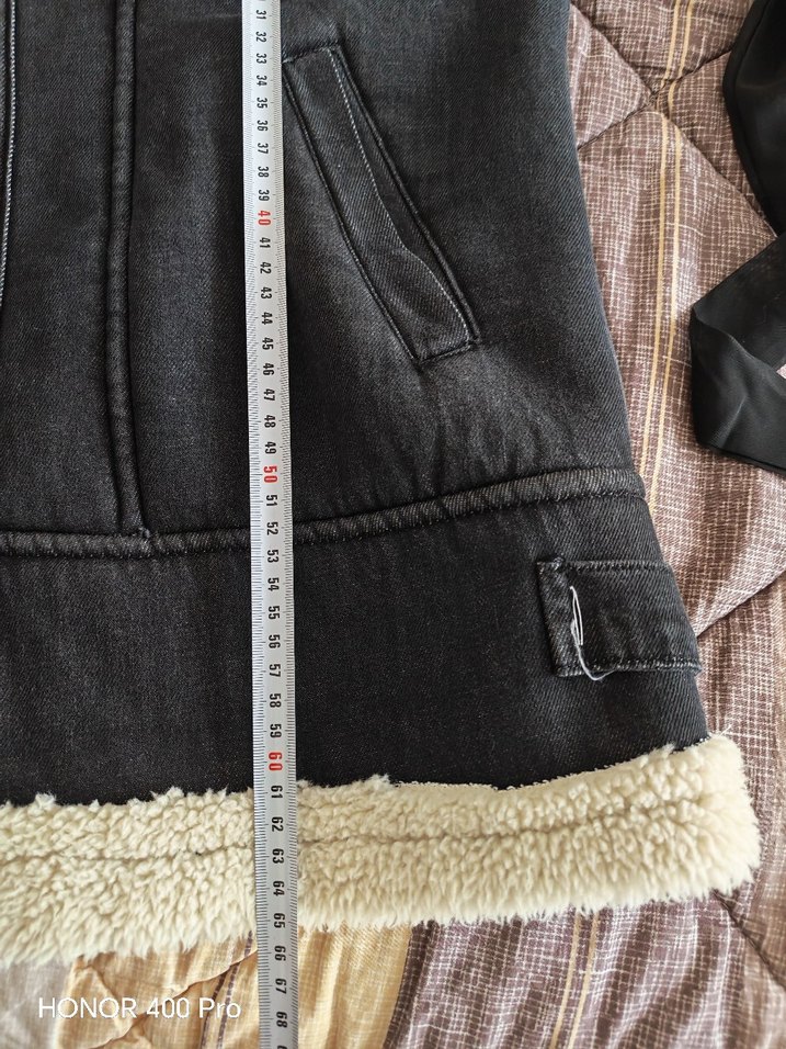 Kürklü Siyah Kot Kolsuz yelek - Görsel 5