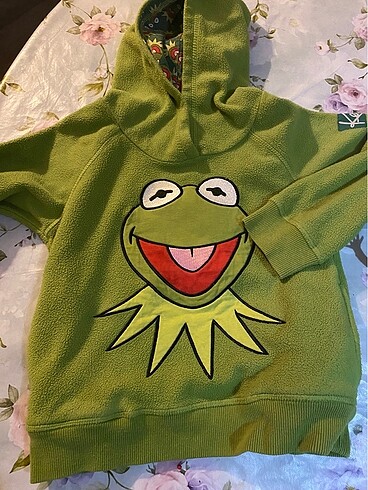 4 Yaş Beden kermit kapşonlu üst