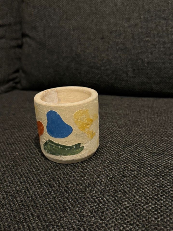 Renkli Desenli Küçük Seramik Vazo - Görsel 2