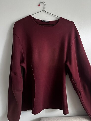l Beden bordo Renk Zara Vücuda Oturan İnterlok Sweatshirt