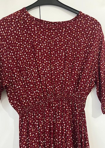 Bordo Bohem V Yaka Elbise - Görsel 2