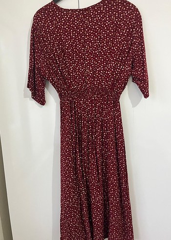 Bordo Bohem V Yaka Elbise - Görsel 4