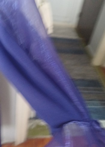 Uzun Kollu abiye elbise  mor 1 kere giyildi sifir gibi  kolu tul - Görsel 5